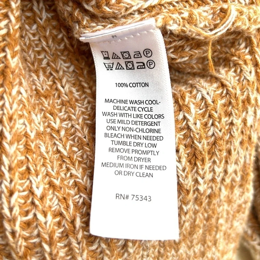 Cupcakes & Cashmere Mock Neck Marled Knit Brown Neutral Sweater, Size Large